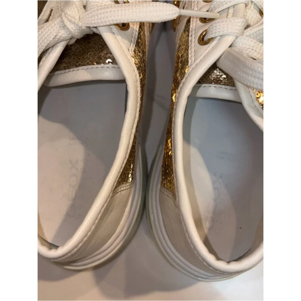 GEOX gold glitter leather sneakers 8